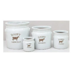 Woodlodge 23cm White Wash Dairy Milk Churn Pot