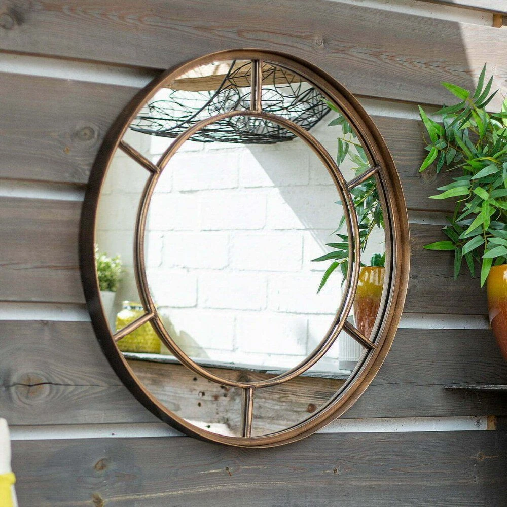 La Hacienda 60cm Valencia Round Steel Indoor/Outdoor Mirror 3 La Hacienda 60cm Valencia Round Steel Indoor/Outdoor Mirror - Image 2