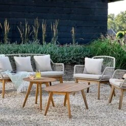 Decoris 55cm Acacia Seville Outdoor Wooden Side Table -The Old Railway Line 8720093955033 3