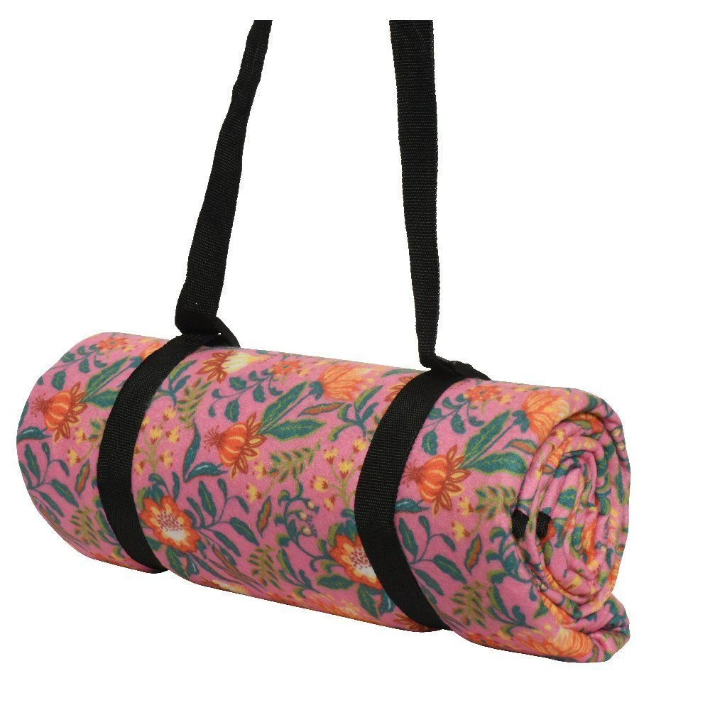 Decoris 170cm Fleece Floral Picnic Blanket (Choice Of 2) 4 Decoris 170cm Fleece Floral Picnic Blanket (Choice Of 2) - Image 2